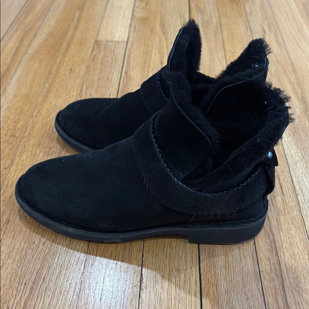 Ugg Black Fur-Lined Ankle Boots